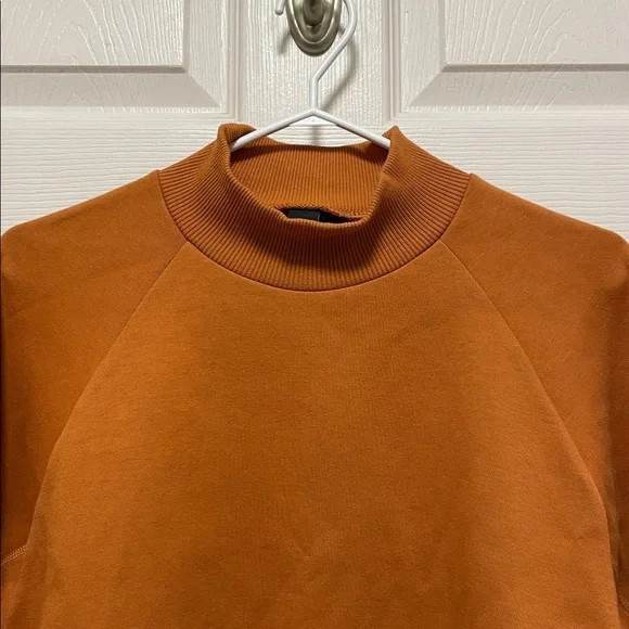 Adidas | Varsity | MockNeck | Burnt Orange | Pullover| Crop Sweatshirt | Size L - Picture 3 of 16
